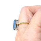 Estate Aquamarine Ring - Modern 18k Yellow & White Gold Elongated Emerald Cut 2.25 CT Natural Blue Gem - Circa 2000s Size 7 3/4 Fine Jewelry