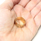Antique Cigar Band - Victorian 14k Yellow Gold Engraved Designs Unisex Ring - Circa 1890s Era Size 6 Fine Statement Jewelry