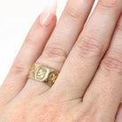Antique Cigar Band - Victorian 14k Yellow Gold Engraved Designs Unisex Ring - Circa 1890s Era Size 6 Fine Statement Jewelry