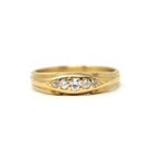 Antique Diamond Band - Edwardian 18k Yellow Gold Five Natural Gemstones Ring - Vintage 1910s Era Size 8 3/4 Fine Statement Bridal Jewelry