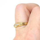 Antique Diamond Band - Edwardian 18k Yellow Gold Five Natural Gemstones Ring - Vintage 1910s Era Size 8 3/4 Fine Statement Bridal Jewelry