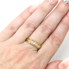 Antique Diamond Band - Edwardian 18k Yellow Gold Five Natural Gemstones Ring - Vintage 1910s Era Size 8 3/4 Fine Statement Bridal Jewelry