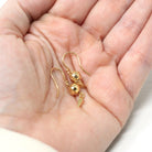 Modern Disco Ball Earrings - Estate 14k Yellow Gold Dangle Drop Spheres Pierced Hook Back - Circa 2000s Dainty Fine New Year's Eve Jewelry