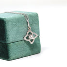 Diamond Knot Pendant - Modern Estate 14k White Gold Natural .18 CT Pendant Charm - Circa 2000s Era April Birthstone Fine Sweetheart Jewelry