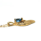 London Blue Topaz Necklace - Modern 14k Yellow Gold Pear Faceted .80 CT Natural Gem - Estate Circa 2000s December Birthstone Pendant Jewelry