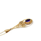 Vintage Amethyst Pendant - Retro 10k Yellow Natural Purple Gemstone Necklace - Circa 1940s Era Ivy Leaves Flower Statement Fine 40s Jewelry