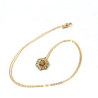 Antique Diamond Charm - Edwardian 14k Yellow Gold Natural .04 CT Gemstone Pendant - Vintage Circa 1910s Era Buttercup Flower Fine Jewelry