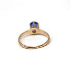 Garnet Glass Doublet Ring - Edwardian 10k Yellow Gold Round Faceted Bright Blue Stone - Antique Circa 1910 Size 6 1/4 Solitaire Fine Jewelry
