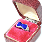 Lapis Lazuli Bowtie Ring - Art Deco 18k White Gold Filigree Dark Blue Gemstones - Vintage Circa 1930s Era Size 4 Hourglass Fine 30s Jewelry