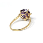 Amethyst Heart Ring - Modern 14k Yellow Gold Diamond & Purple Gemstone - Estate 2000s Era Size 9 February Birthstone Fine Statement Jewelry