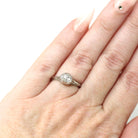 Art Deco Diamond Ring - Vintage 18k White Gold Natural Gemstone Solitaire - Circa 1930s Era Size 4 1/4 Filigree Engagement Fine Jewelry