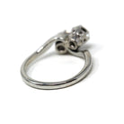 Mid Century Toi Et Moi Ring - Vintage 18k White Gold & Platinum Bypass Diamond Gemstones - Circa 1950s Era Size 5 1/2 Fine Statement Jewelry