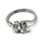 Mid Century Toi Et Moi Ring - Vintage 18k White Gold & Platinum Bypass Diamond Gemstones - Circa 1950s Era Size 5 1/2 Fine Statement Jewelry