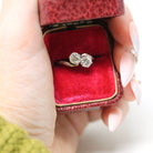 Mid Century Toi Et Moi Ring - Vintage 18k White Gold & Platinum Bypass Diamond Gemstones - Circa 1950s Era Size 5 1/2 Fine Statement Jewelry