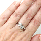 Mid Century Toi Et Moi Ring - Vintage 18k White Gold & Platinum Bypass Diamond Gemstones - Circa 1950s Era Size 5 1/2 Fine Statement Jewelry