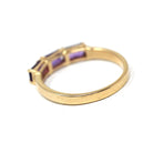 Modern Amethyst Ring - Vintage 14k Yellow Gold Three Rectangle Faceted Purple Gemstones - Estate Circa 2000's Era Size 6 3/4 Fine Jewelry