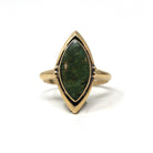Nephrite Jade Ring - Retro 10k Yellow Gold Marquise Cut Natural Green Gemstone - Vintage 1960s Era Size 5 Navette Statement Fine 60s Jewelry