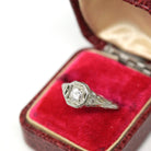 Art Deco Diamond Ring - Vintage 14k White Gold .35 CTW Natural Gemstones - Circa 1930s Era Size 6 Engagement Floral Filigree Fine Jewelry