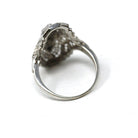 Vintage Shield Ring - Modern Estate 10k White Gold Natural .10 CTW Diamonds - Circa 1950s Era Mid Century Size 6 1/2 Fine Filigree Jewelry