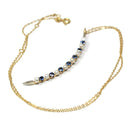 Crescent Moon Necklace - Edwardian 10k Yellow Gold Natural Sapphires Seed Pearls Pendant - Antique Circa 1910s Era Fine Celestial Jewelry