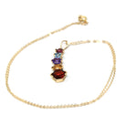 Modern Gemstone Necklace - Estate 14k Yellow Gold Natural Garnet Blue Topaz Amethyst Citrine Gems - Estate Circa 2000's Era Fine Y2K Jewelry