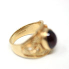 Celtic Garnet Ring - Modern 9k Yellow Gold Oval Natural Genuine Red Cabochon Gemstone - Estate Size 6 Knot Fine January Birthstone Jewelry