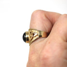 Celtic Garnet Ring - Modern 9k Yellow Gold Oval Natural Genuine Red Cabochon Gemstone - Estate Size 6 Knot Fine January Birthstone Jewelry