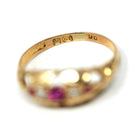 Antique Ruby & Diamond Ring - Edwardian 18k Yellow Gold Red Gemstone Anniversary Band - Circa 1900s Size 5 1/2 Fine English Bridal Jewelry