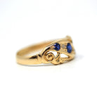 Antique Sapphire & Diamond Ring - Edwardian 18k Yellow Gold Blue Gemstone Band - Hallmark Date 1915 London England Size 6.5 Fine Jewelry