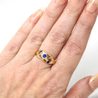 Antique Sapphire & Diamond Ring - Edwardian 18k Yellow Gold Blue Gemstone Band - Hallmark Date 1915 London England Size 6.5 Fine Jewelry
