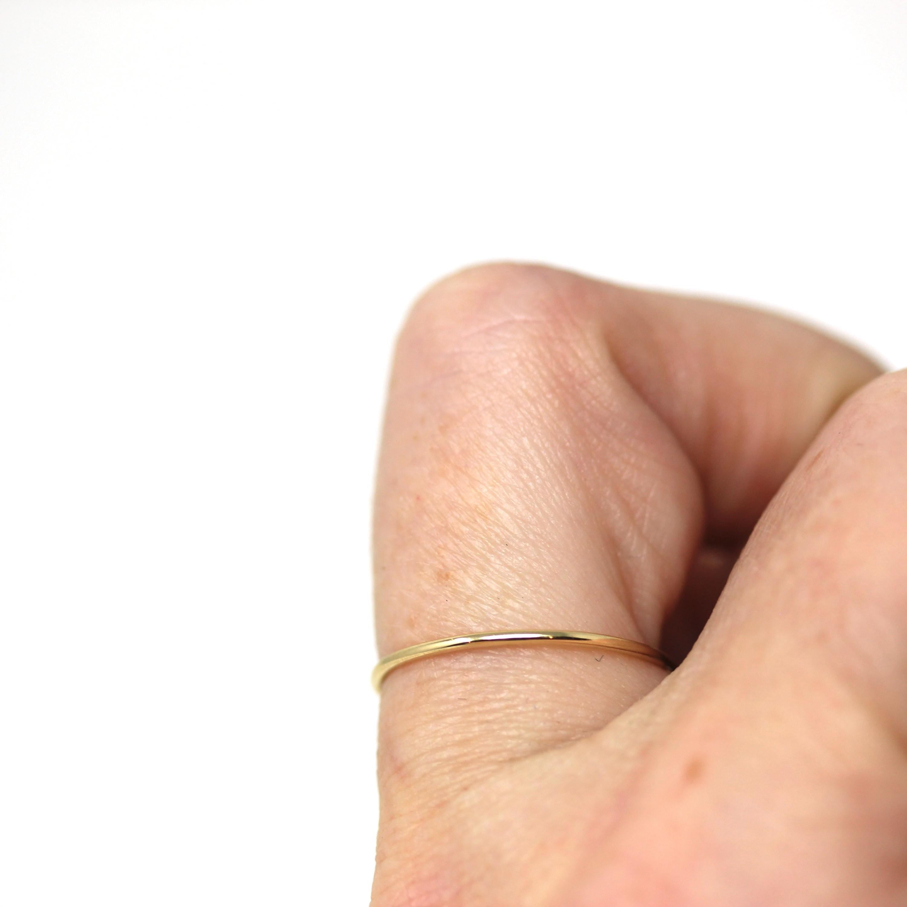 Art Deco Dainty Gold Band - Vintage 10k Yellow Gold Stick Pin Conversion Stacking Ring - Circa 1920s Era Size 6 3/4 Minimalist Fine Jewelry