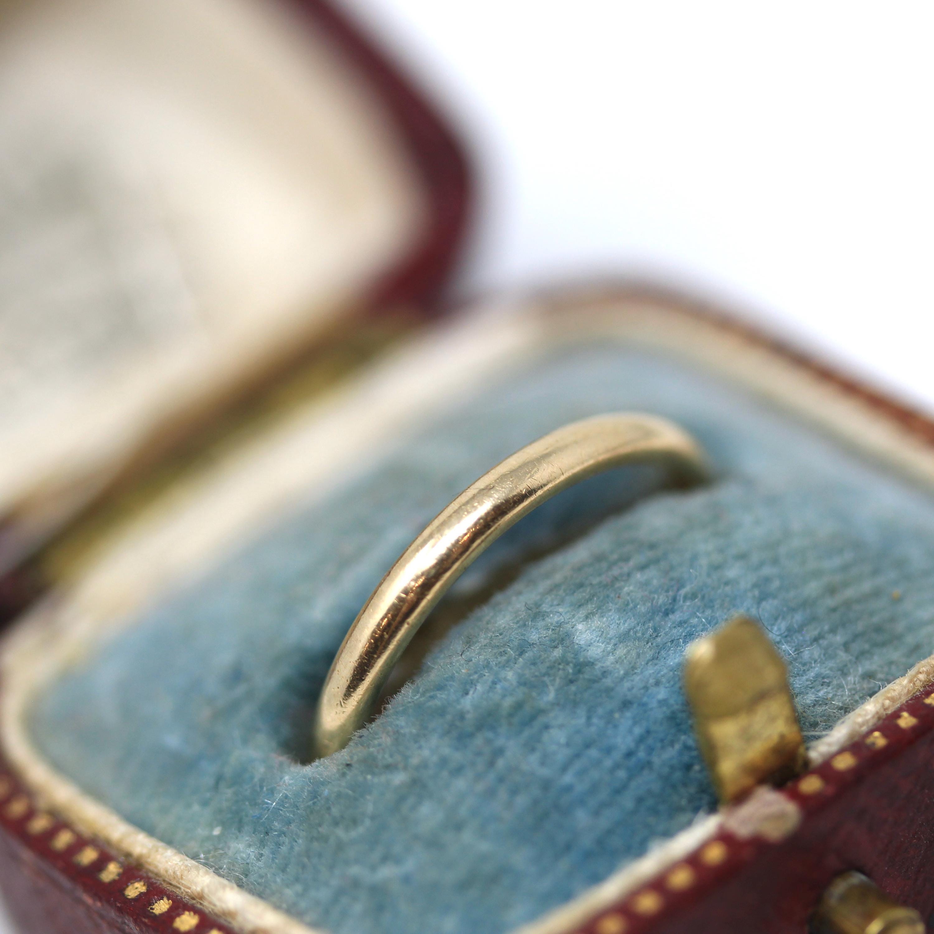 Retro Wedding Band -Vintage 14k Yellow Gold Plain Circa 1940s Ring - Size 6 Signed Art Carved J.R. Wood Bridal Stacking Fine 40s Era Jewelry