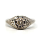 Vintage Engagement Ring - Art Deco Platinum Natural Genuine Diamond Wedding - Antique Circa 1920s Size 5 3/4 Bridal Filigree Fine Jewelry