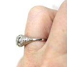 Vintage Engagement Ring - Art Deco Platinum Natural Genuine Diamond Wedding - Antique Circa 1920s Size 5 3/4 Bridal Filigree Fine Jewelry