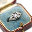 Vintage Engagement Ring - Art Deco Platinum Natural Genuine Diamond Wedding - Antique Circa 1920s Size 5 3/4 Bridal Filigree Fine Jewelry