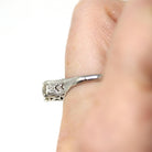 Vintage Engagement Ring - Art Deco Platinum Natural Genuine Diamond Wedding - Antique Circa 1920s Size 5 3/4 Bridal Filigree Fine Jewelry