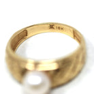 Modern Cultured Pearl Ring - Estate 10k Yellow Gold Solitaire Style Gemstone - Circa 1990s Size 7 3/4 June Birthstone Fine Statement Jewelry