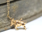Vintage Taurus Charm - Retro Era 9k Yellow Gold Dainty Figural Bull Pendant Necklace - Hallmark Date 1967 Astrological Fine Zodiac Jewelry