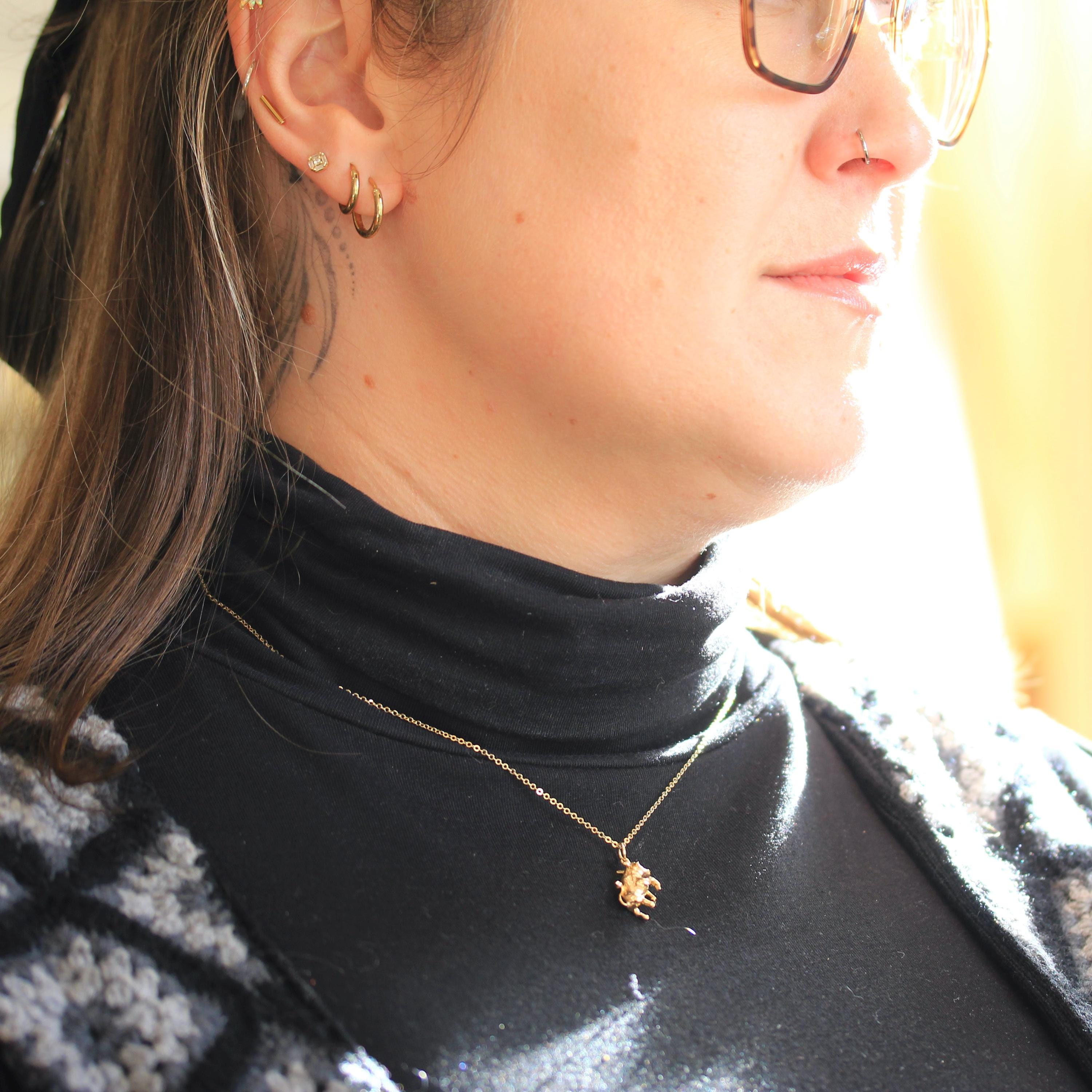 Vintage Taurus Charm - Retro Era 9k Yellow Gold Dainty Figural Bull Pendant Necklace - Hallmark Date 1967 Astrological Fine Zodiac Jewelry