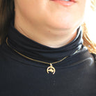 Vintage Equestrian Charm - Modern Estate 14k Yellow Gold Dainty Figural Equine Horse & Shoe Pendant Necklace - Circa 2000s Fine Y2K Jewelry