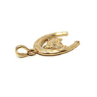 Vintage Equestrian Charm - Modern Estate 14k Yellow Gold Dainty Figural Equine Horse & Shoe Pendant Necklace - Circa 2000s Fine Y2K Jewelry