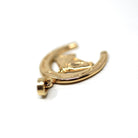 Vintage Equestrian Charm - Modern Estate 14k Yellow Gold Dainty Figural Equine Horse & Shoe Pendant Necklace - Circa 2000s Fine Y2K Jewelry
