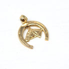 Vintage Equestrian Charm - Modern Estate 14k Yellow Gold Dainty Figural Equine Horse & Shoe Pendant Necklace - Circa 2000s Fine Y2K Jewelry