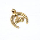 Vintage Equestrian Charm - Modern Estate 14k Yellow Gold Dainty Figural Equine Horse & Shoe Pendant Necklace - Circa 2000s Fine Y2K Jewelry