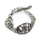Vintage Flower Bracelet - Retro Sterling Silver Floral Panel Link Statement Chain - Circa 1940s Collectible Signed Danecraft Lily Jewelry