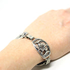 Vintage Flower Bracelet - Retro Sterling Silver Floral Panel Link Statement Chain - Circa 1940s Collectible Signed Danecraft Lily Jewelry