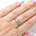 Vintage Diamond Ring - 14k Yellow Gold Round .10 CTW Three Stone Engagement - Retro 40s Size 5 1/4 Illusion Head Fine Engagement Jewelry