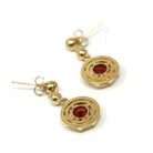 Retro Citrine Earrings - Vintage 22k Yellow Gold Pierced Push Back Dangle Dark Orange .67 CT Gems - Circa 1970s Era Fine Statement Jewelry