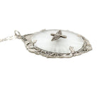 Vintage Aviation Pendant - Retro Sterling Silver Prop And Wings Filigree Flower Necklace - Circa 1940s Era Statement Camphor Glass Jewelry