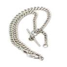 Pocket Watch Chain - Victorian Sterling Silver English Hallmark Curb Links Necklace - Antique Circa 1890s Era Fine Unisex Statement Jewelry